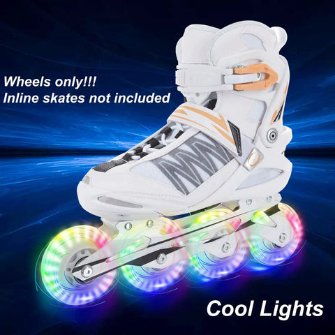 Inline skate with Light Up Inline Skate Wheels 64mm Dope Rainbow LED Replacement Wheels With ABEC-9 Bearings And 90A Hardness