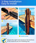 3-step installation guide for Tough As Nails 48 Inch Dock Piling Bumpers 2 Pack with inflation and placement instructions.