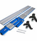 Heavy Duty Circular Saw Track With Badass Grip Track Clamps For Full Sheet Plywood Cuts Smooth As Butter Precision Guiding Rail set on white background.