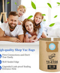 5 Pack Vacuum Bags For 5 To 8 Gallon Wet Dry Shop Vacuums Replacement Dust Collection Bags, shown with a family in a clean room.