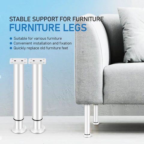 Adjustable Furniture Legs Replacement Kit For Sofa Tables Beds And Cabinets, Heavy Duty Steel Support Feet, Telescopic White