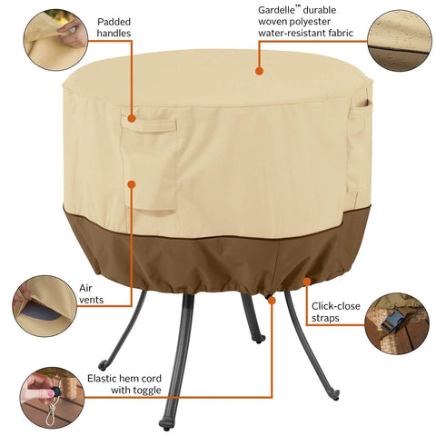 Veranda Round Patio Table Cover Fits 36 Inch Diameter Tables Up To 23 Inches High Water-Resistant Outdoor Cover with features
