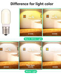 Light Bulbs For Microwave Range Hood And Stove Replacement Pack Of 2 3W 360Lm Dimmable 5000K Daylight E17 Intermediate Base Incandescent Equivalent For Refrigerator Under Range Hood showing color temperature differences.