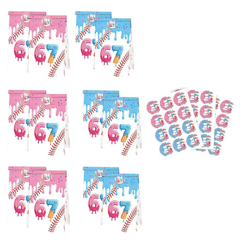 Ice Cream Themed Paper Food Bags With Dope Decorative Stickers, Black Party Packaging for snacks, gifts, and event decor