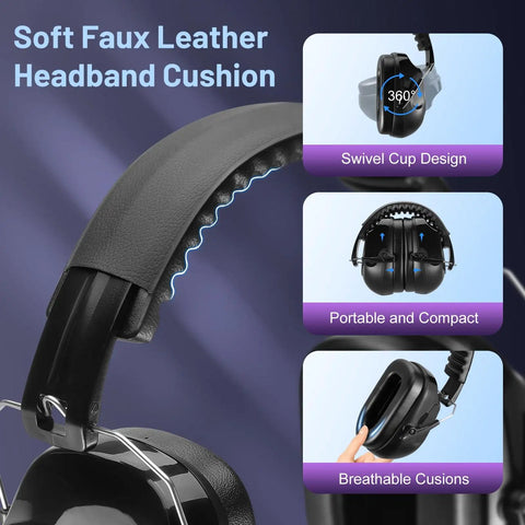 Six Pack Noise Reduction Ear Muffs With SNR 34 dB Hearing Protection For Adults And Kids, Noise Cancelling Earmuffs, design details