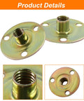 Heavy Duty Furniture Leg Mounting Plates 4 Pack Beefy T Nut Brackets With M4 Screws And Grip Tight Pads showing two metal flanges.