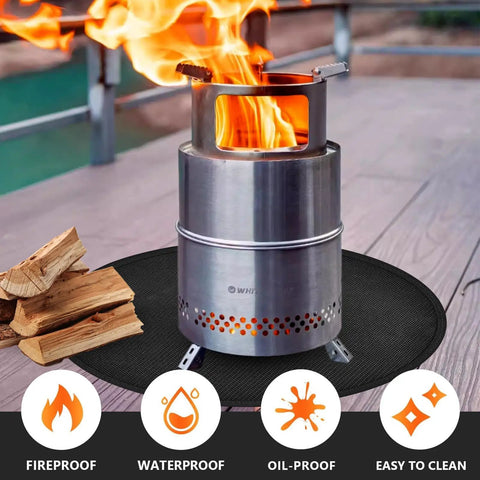 48 Inch Round Fire Pit Mat For Outdoor Pits And Grills 1800 F Fireproof DoubleSided Silicone Coating With Fiberglass Under Mat