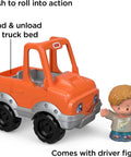 Easy Grip Push Along Pick Up Truck Toy With Figure For Toddlers, orange truck with figure, enhances pretend play and storytelling