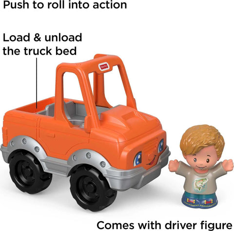 Easy Grip Push Along Pick Up Truck Toy With Figure For Toddlers, orange truck with figure, enhances pretend play and storytelling