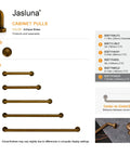 Antique Brass Cabinet Pulls 5-Pack, 7-9/16 Inch Center Bar Drawer Handles shown with size chart, for kitchen cupboards and dressers.