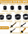 35 Piece Woodworking Chamfer Drill Set With Countersink Plug Cutters 6 countersink drill bits sizes 0.3 to 2.2 cm for precise hole drilling.