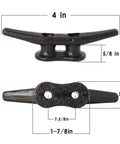 Dimensions of Heavy Duty 4 Inch Black Dock Cleats With Hardware 4 Pack For Piers And Decks Ideal For Tying Up Boats Rustproof