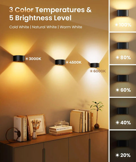 Motion Sensor Wall Light With Remote Control No Fuss Three Color Modes Wireless LED Indoor Up And Down Wall Sconce 5000mAh display