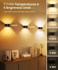 3 color temperatures with 5 brightness levels shown on 4 Pack Motion Sensor Wall Lamps With Remote, Black