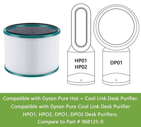 2 Pack Air Purifier Filter Replacements With High Efficiency Activated Carbon And 3-Layer True HEPA compatible with Dyson DP01