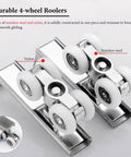 Heavy Duty Barn Door Hardware Kit For Two Doors, Double Track Bypass Sliding System, Closet Door Roller Replacement
