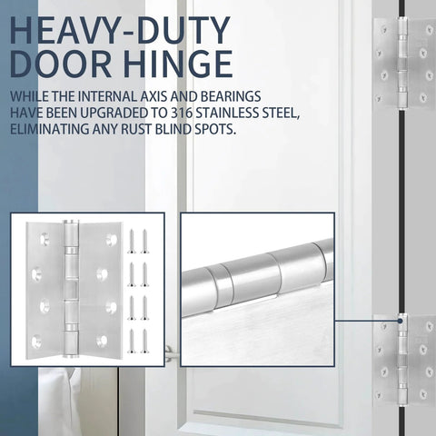 Front view of 3-pack 4x4 in stainless steel door hinges with ball bearings for interior/exterior doors