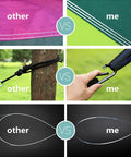 Comparison of Ultra Comfy Camping Hammock With Mosquito Net, 13ft tree straps vs standard ropes and fabric detail vs other materials
