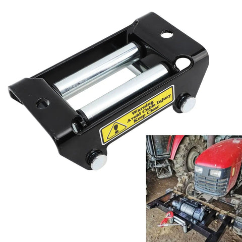 Beefy 2000Lb Winch Roller Fairlead For Steel Cable, 126mm 4.96in, High Strength Electric Roller Fairlead For UTV ATV Winches, Accessories Replacement And Smooth Rope Winding, black steel roller fairlead on ATV winch