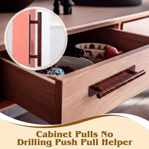 50 Pack Self Stick Drawer Pulls Stick On ABS Plastic Adhesive Cabinet Handles For Kitchen Doors And Furniture Reddish Brown Finish