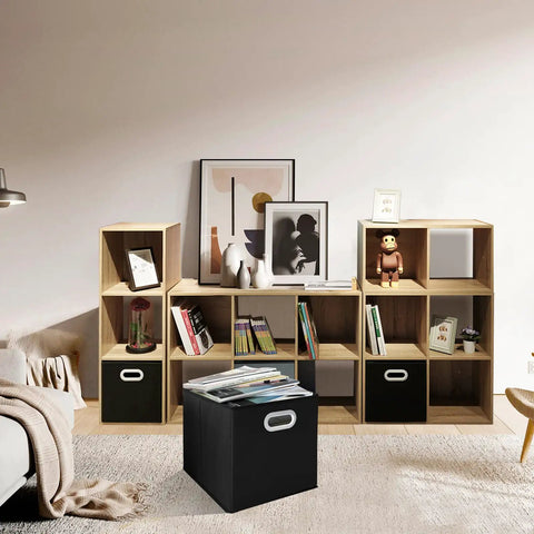 Collapsible Fabric Storage Bins Set Of Six With Sturdy Reinforced Base And Rugged Double Handles For Closets Bedrooms And Nurseries Top Shelf Build Keeps All Your Stuff Securely Put Away Black