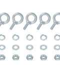 Beefy Heavy Duty Galvanized Carbon Steel M8 Eye Bolts Kit 5 Pack With Nuts And Washers Lifting Ring Bolts 0.79 Inch Thread 16mm Inner Ring 30mm Outer For Tie Downs Indoors Outdoors, with nuts and washers