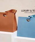 Mini Gift Bags With Ribbon Handles Set Of 10 Assorted Colors For Party Favors And Gift Wrapping on display in orange and blue.