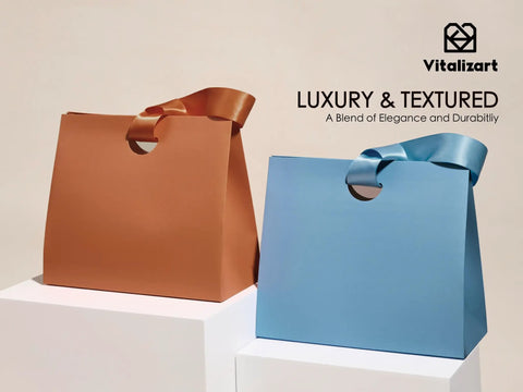 Mini Gift Bags With Ribbon Handles Set Of 10 Assorted Colors For Party Favors And Gift Wrapping on display in orange and blue.