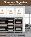 27 Slot Literature Organizer For Classroom Open Front Mailboxes Wooden Mail Organizer with books and labels