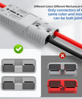 Badass 175 Amp Battery Quick Disconnect Connector Kit 600V 1/0 AWG Wire Harness showcases color-coded connectors for proper connections.