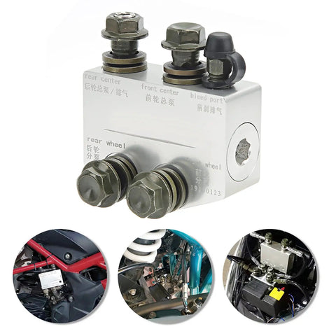 Combination CBS Hydraulic Brake Pump System for motorcycles and EVs, showing the direct bolt-on front and rear disc brakes design.