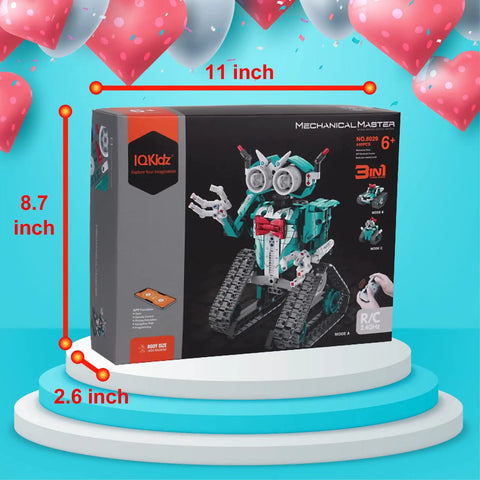 3 In 1 RC Robot Kit For Kids Ages 8-12 With 440 Pieces, Build A Sleek Robot Car, A Tank, Or A Robot Girl With Bow Hair Clip, Epic STEM Toy Gift For Boys And Girls, Educational And Hands On Fun. Box shown 11 x 8.7 x 2.6 inch