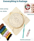 Beginner Punch Needle Kit Santa Claus With Hoop Craft Embroidery Set Easy For Adults And Kids Festival Gift And Home Decor Includes 20x20cm Embroidery Hoop Yarn Punch Needle Threader And Illustrated English Guide.