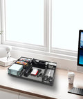 Black Office Supplies Set With Desk Drawer Organizer And All In One Desk Kit Including Stapler Tape Dispenser Tape Staple Remover 1000 Staples