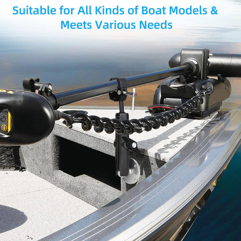Heavy Duty Trolling Motor Stabilizer Mount For 2-Inch Bar Fits Terrova Riptide Terrova Ulterra PowerDrive installed on boat