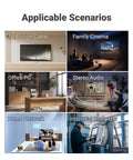 Straight Shooting Brush Cable Wall Plate With Sturdy Mounting Bracket in various home and office media scenarios.