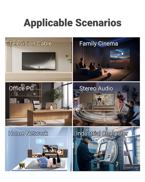 Straight Shooting Brush Cable Wall Plate With Sturdy Mounting Bracket in various home and office media scenarios.