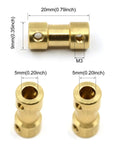 Brass shaft coupling joint connector with screws for 5mm motor shafts, 8 pcs