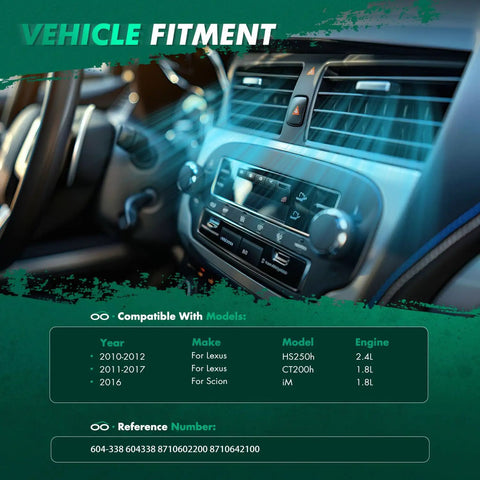 HVAC Heater Blend Door Actuator Replacement For Toyota RAV4 Corolla CT200H Top Shelf Climate Control Motor Upgrade Auto Temp Lever Genuine Fit Smooth Out Your Ride vehicle compatibility graphic showing dashboard with controls and fitment details.