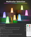 Rechargeable Cordless Outdoor Lanterns With Dope RGB Colors displayed with remote control options, IP44 water resistant