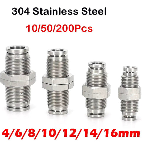 Heavy-Duty Metal Pneumatic Quick Couplings Kit For 4mm, 6mm, 8mm, 10/12/14mm OD Tubing, Straight Push-To-Connect Air Fittings