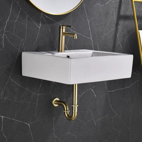 Brushed Gold U-Shape Sink Stopper Kit With Overflow For Bathroom One And A Quarter Inch Slip Inlet Drain Bottle Trap Complete Pop Up Waste Set Easy Install