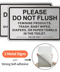 Two Pack Do Not Flush Sign For Bathroom Self Adhesive Aluminum Metal Sign With Brushed Aluminum Black Finish 9 By 6 Inches