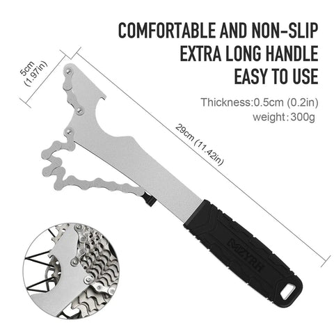 Bike Cassette Removal Tool Pro Grade Sprocket Remover Wrench Close-up with Long Handle and Rusted Cassette Photo