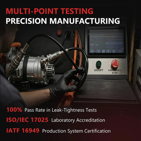 Image of precision testing setup for Fresh Drop In AC Compressor With Clutch Easy Direct Bolt On For Nissan Murano Maxima Pathfinder Quest 3.5L V6 2009 To 2015 Infiniti Jx35 Qx60 Heavy Duty Cooling Fix.