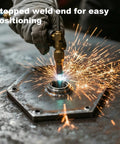 Welding a Two Pack 3/8 Npt Weld On Female Pipe Thread Steel Bung Fitting Step Nut for easy pipe assembly.