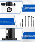 3L Transmission Fluid Transfer Pump Kit With 13 ATF Adapters, showing components and real-time pressure gauge