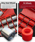 Built Tough Heavy Duty Steel Machinery Roller Mover featuring alloy steel and PU wheels for various surface applications.