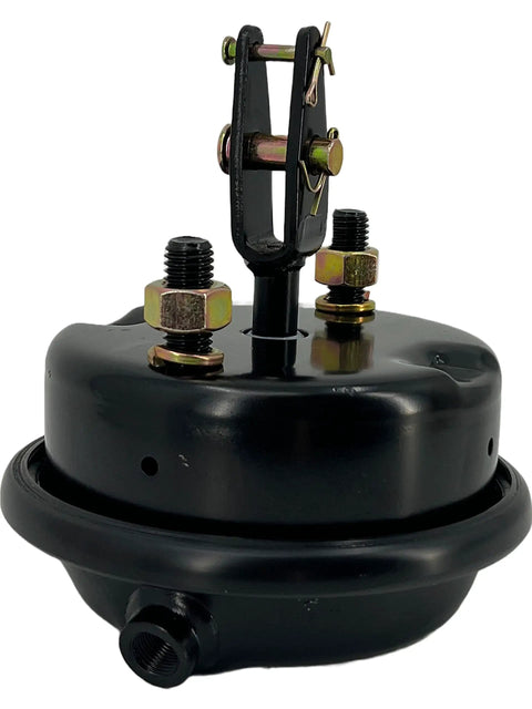 Long Stroke Type 24 Air Brake Chamber With Welded Clevis For Semi Truck And Trailer 2.5 Inch Stroke Service Chamber, black steel