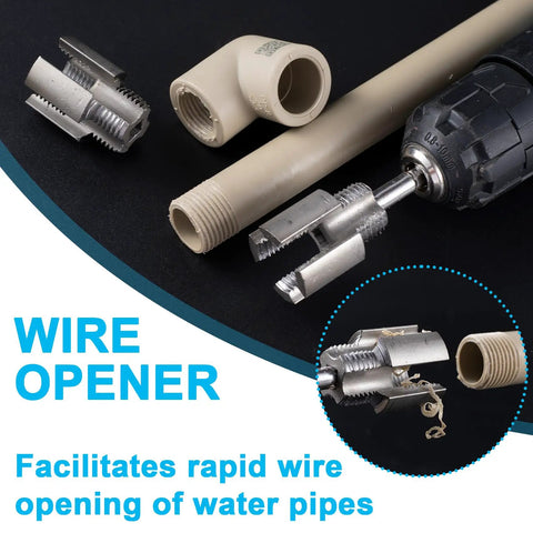 Super Duper Handy Dual Size Pvc Pipe Threading Kit! Internal and external threaders with PVC pipe and drill for plumbing tasks.